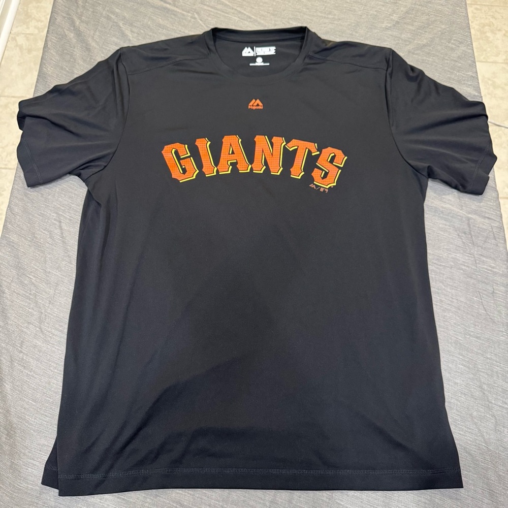 Men’s Majestic MLB San Francisco Giants “Coach” Black Cool Base T-Shirt Size XL